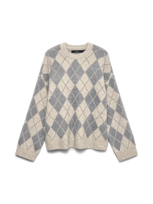 HALO GENSER ARGYLE - CREAM/GRÅ