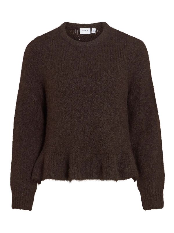 BOWS KNIT GENSER M/VOLANG - BRUN MELERT