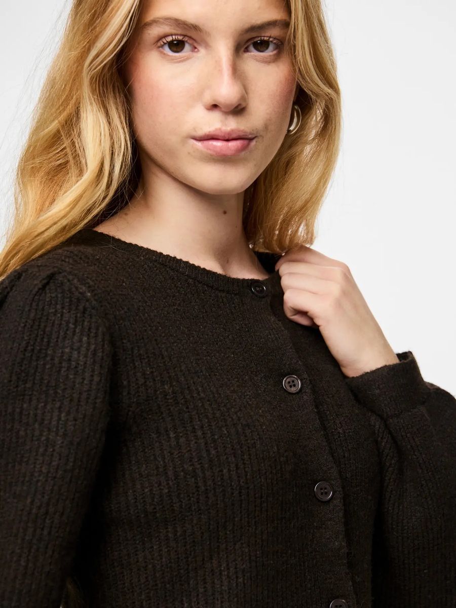 SILLY CARDIGAN M/ PUFF & LANG ERM - BRUN