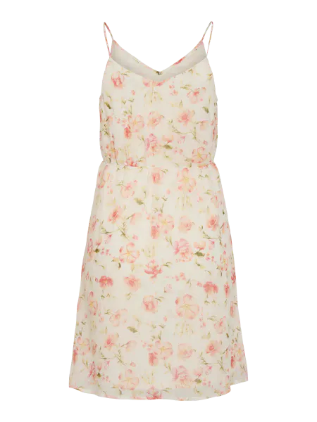 Hovedbilde EMMA STROPPE KJOLE KNELANG FLOWER - CREAM