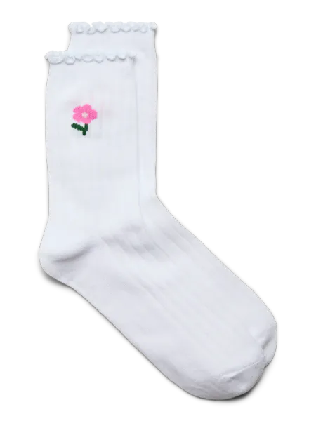 Hovedbilde ENA SOKKER - HVIT M/ROSA BLOMST