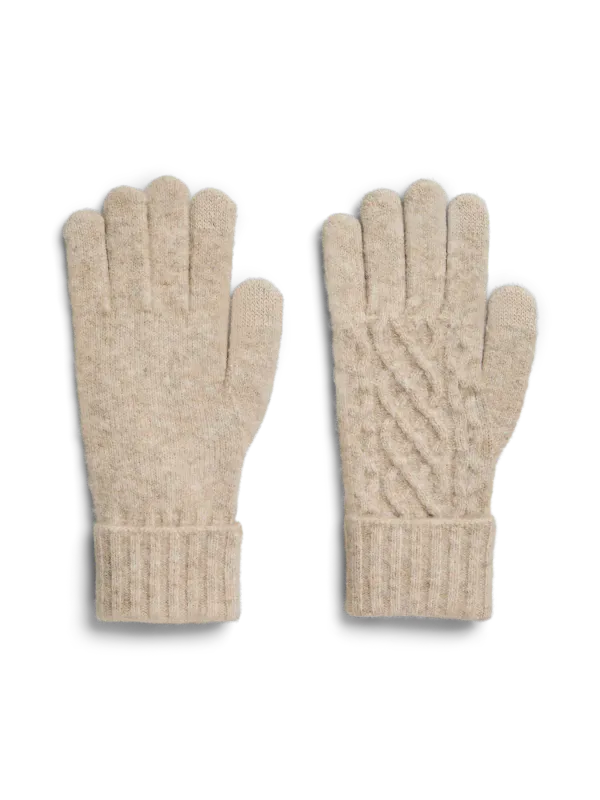AVIA STRIKKET FINGERVANTER - SAND MELERT