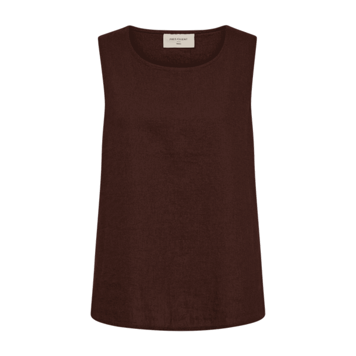 LAVA LIN/VISCOSE TOPP M/KNAPPER BAK - BRUN