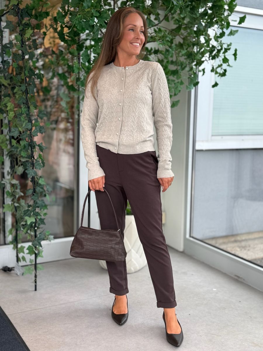 KERRY CABEL KNIT CARDIGAN - SAND