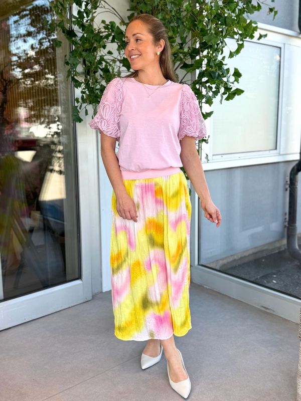 FLOVI SKJØRT - ROSA/LIME PRINT