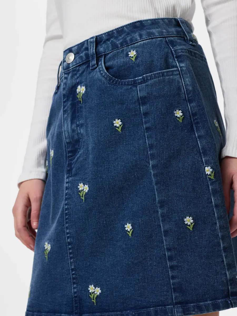 FLORA EMBRO SKJØRT - MEDIUM BLÅ