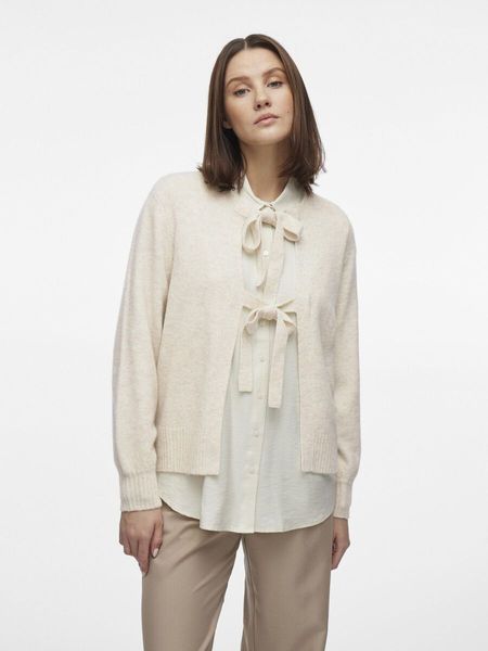 Bilde av VIELLIE BOW KNIT CARDIGAN  - NATURAL MELERT