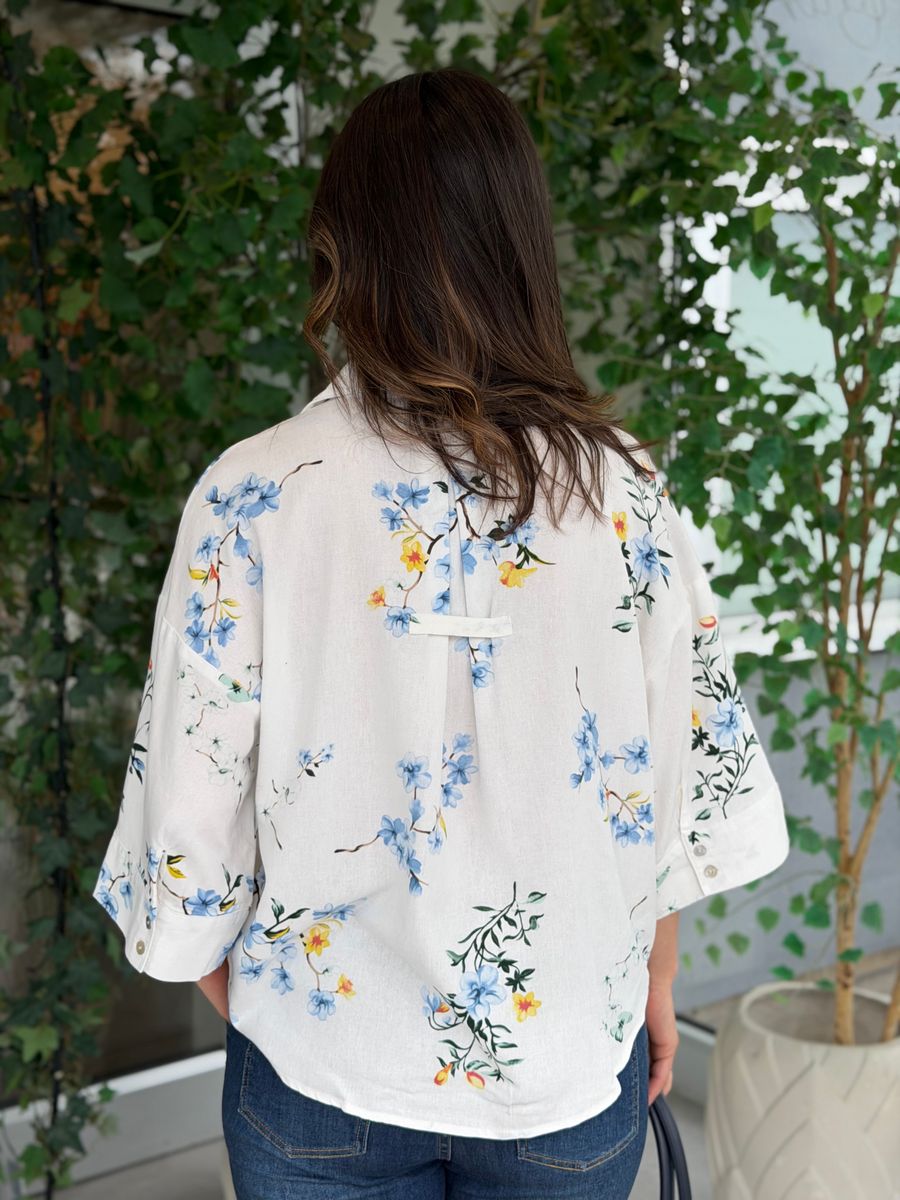 LAVISCO SKJORTE - BLÅ BLOMSTER