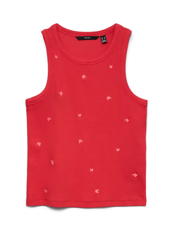 NAJA TANK TOPP - RØD M/BUTTERFLY
