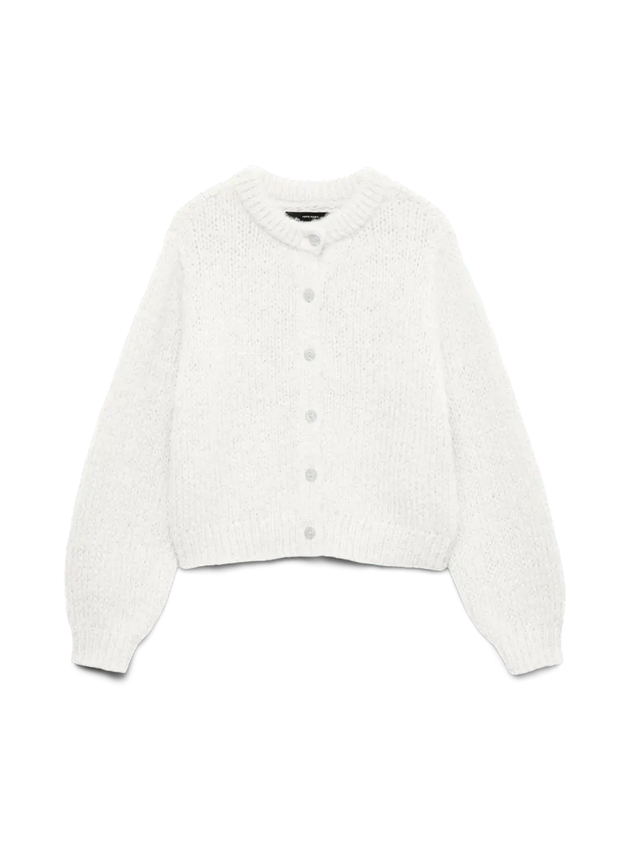 WILO STRIKKET CARDIGAN - HVIT