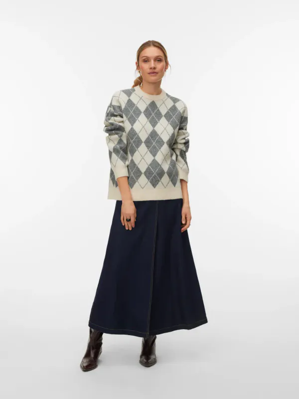 HALO GENSER ARGYLE - CREAM/GRÅ