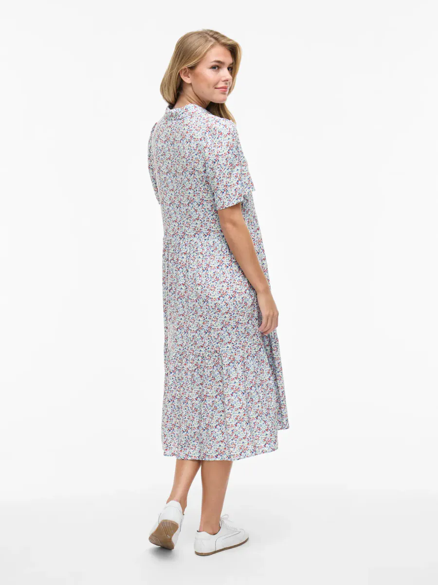 KATY KJOLE SMÅBLOMSTRET - LYS BLÅ/FLERFARGET