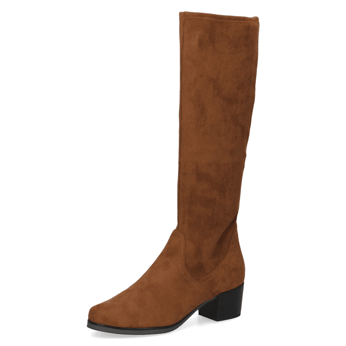 STØVLETT M/LITEN HÆL STRETCHY SKAFT - COGNAC