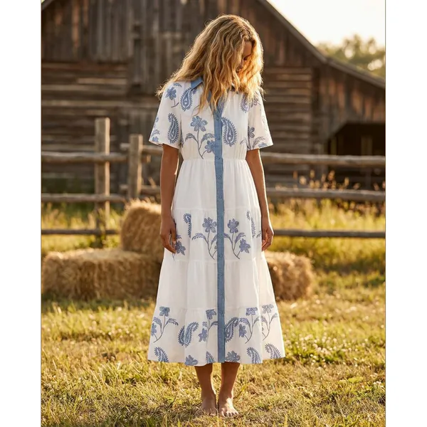 Hovedbilde BALI KJOLE - HVIT / JEANSBLÅ