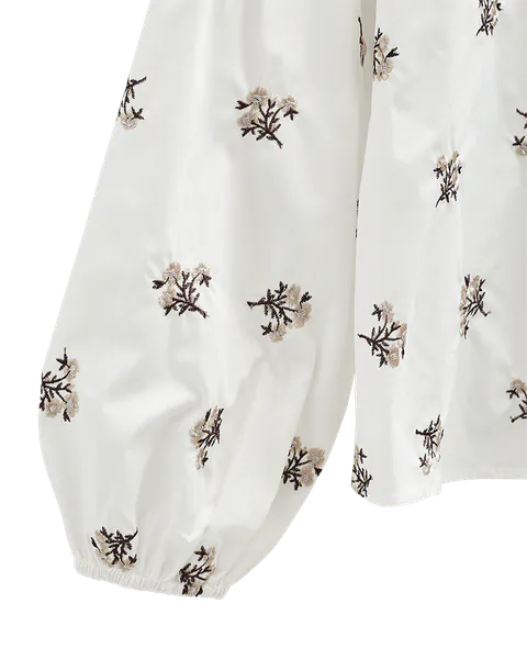 Hovedbilde LEILA SKJORTE FLOWERS - HVIT / CAMEL 