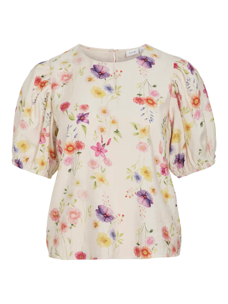 ALINIA BLOMSTER BLUSE TOPP  - OFFWHITE