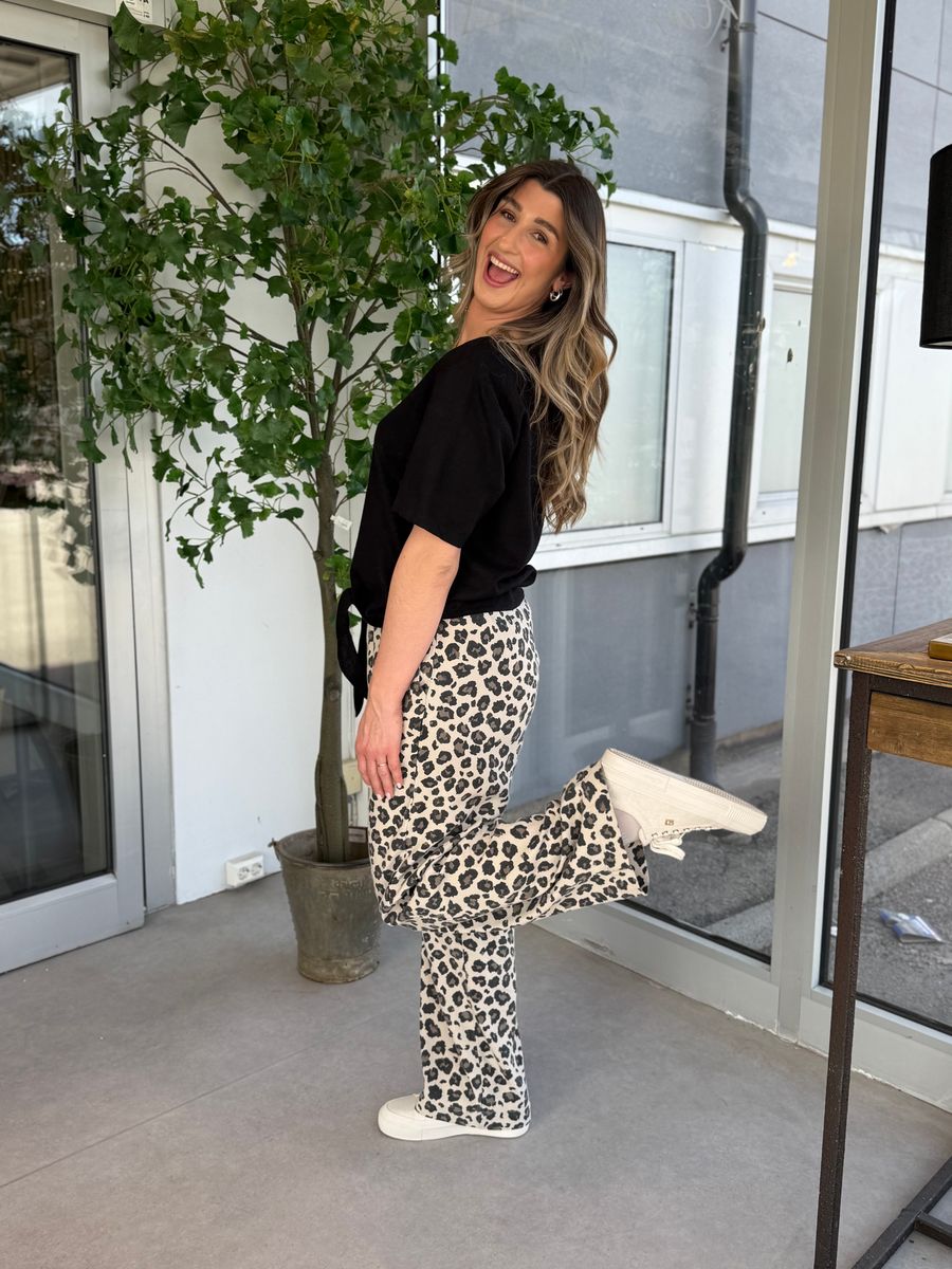 LAVISCO LIN/VISCOSE BUKSE - LEOPARD