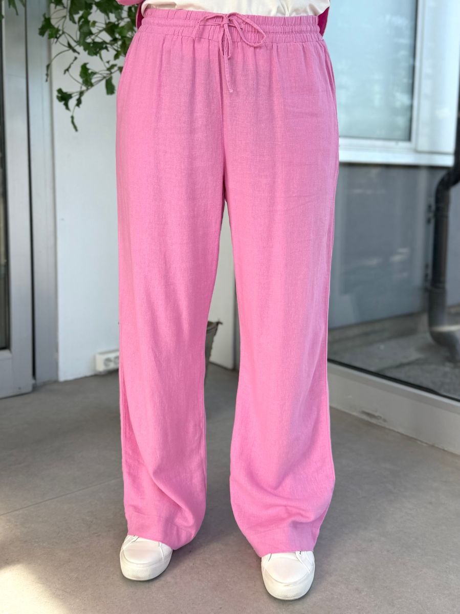 LAVA LIN/VISCOSE RETT BUKSE - ROSA