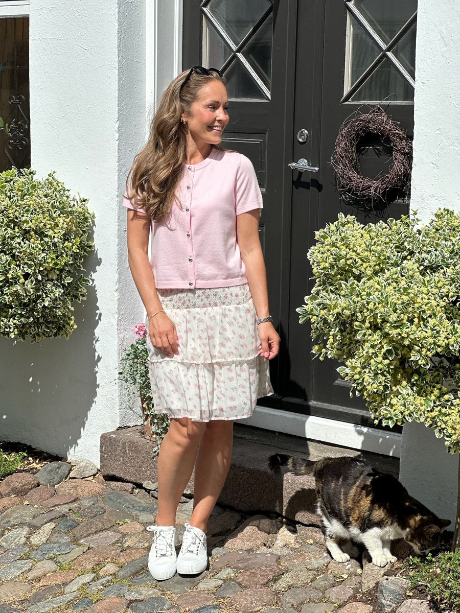 CORINA CARDIGAN KORT ERM - LYS ROSA