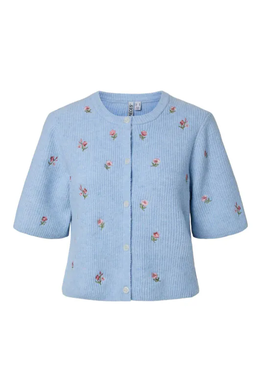 SILLY CARDIGAN FLOWERS  - LYS BLÅ