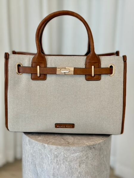 Hovedbilde VESKE M/ STRUKTUR - COGNAC/CREAM