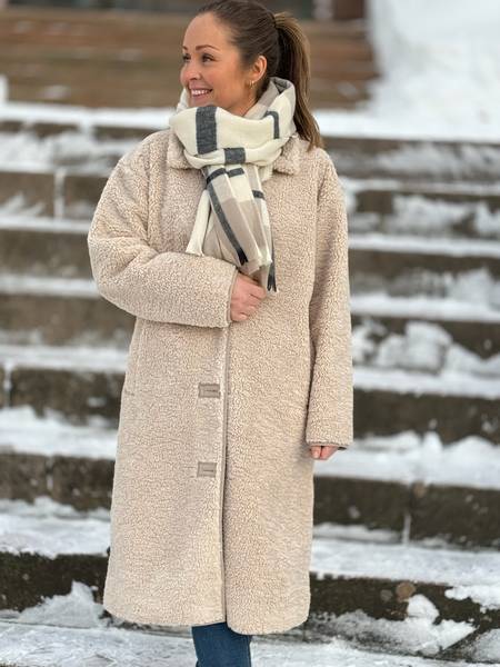 Hovedbilde SKJERF I ULLMIX CHECK - SAND/CREME/SORT