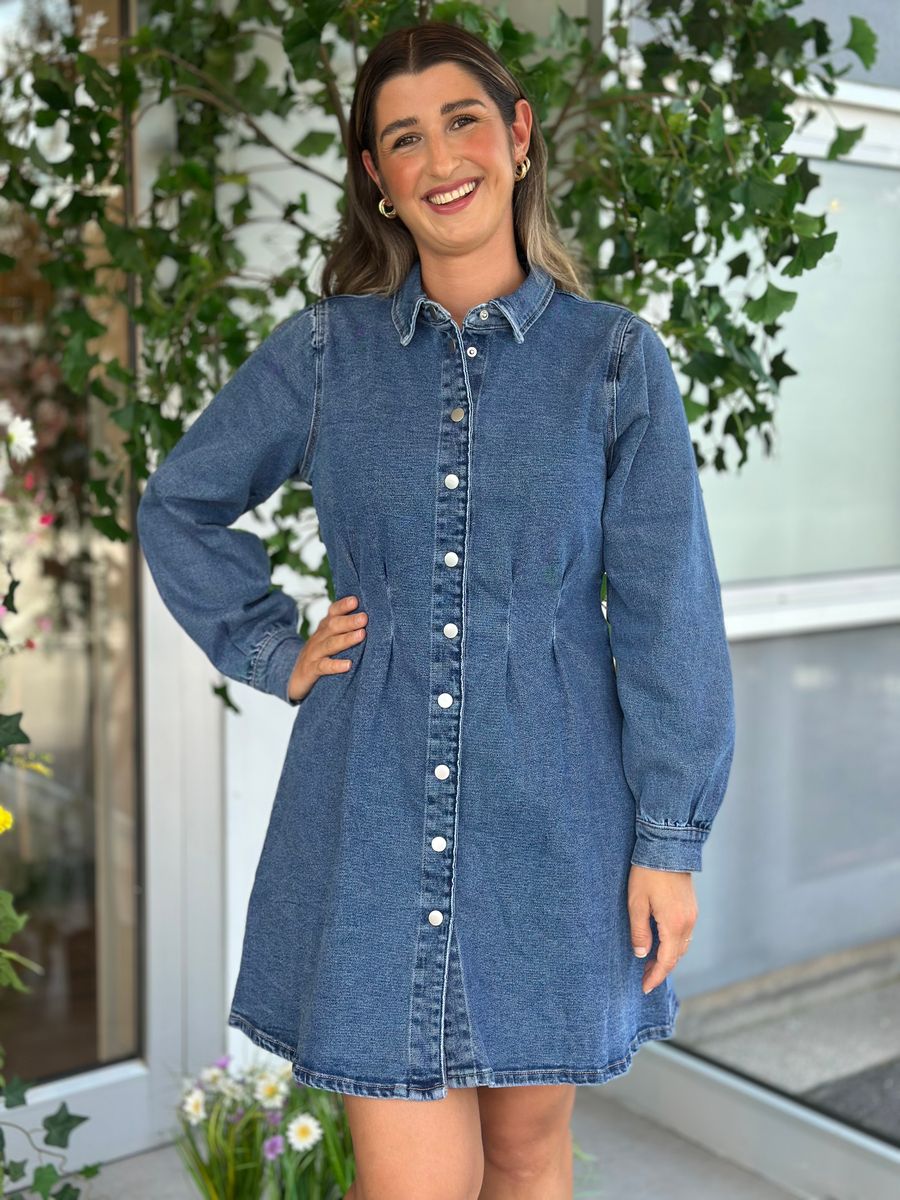SOL DENIM KJOLE - MEDIUM BLÅ