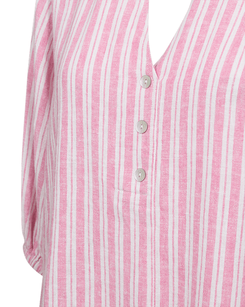 Hovedbilde LAVA LIN/VISCOSE TOPP STRIPET - ROSA/HVIT