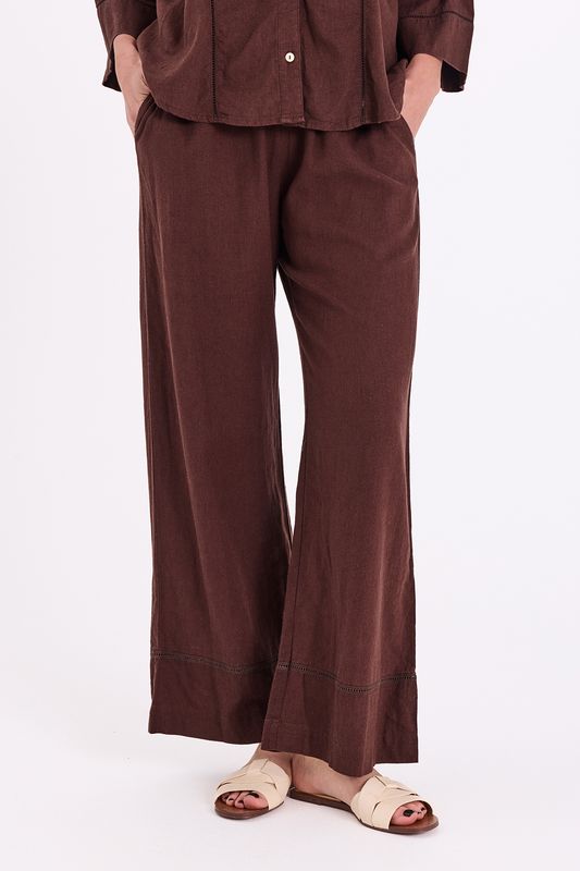 LALUNA LIN/VISCOSE BUKSE - BRUN
