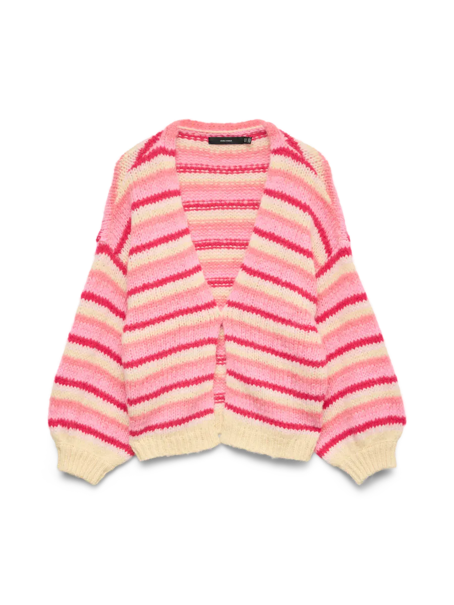 MAYBE CARDIGAN M/STRIPER - ROSA/CERISE
