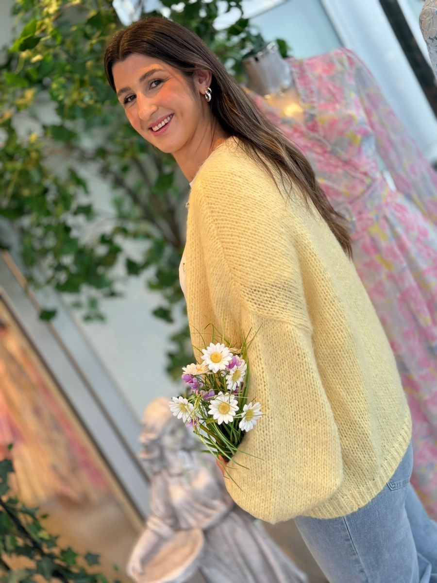 MAYBE STRIKKET CARDIGAN - GUL