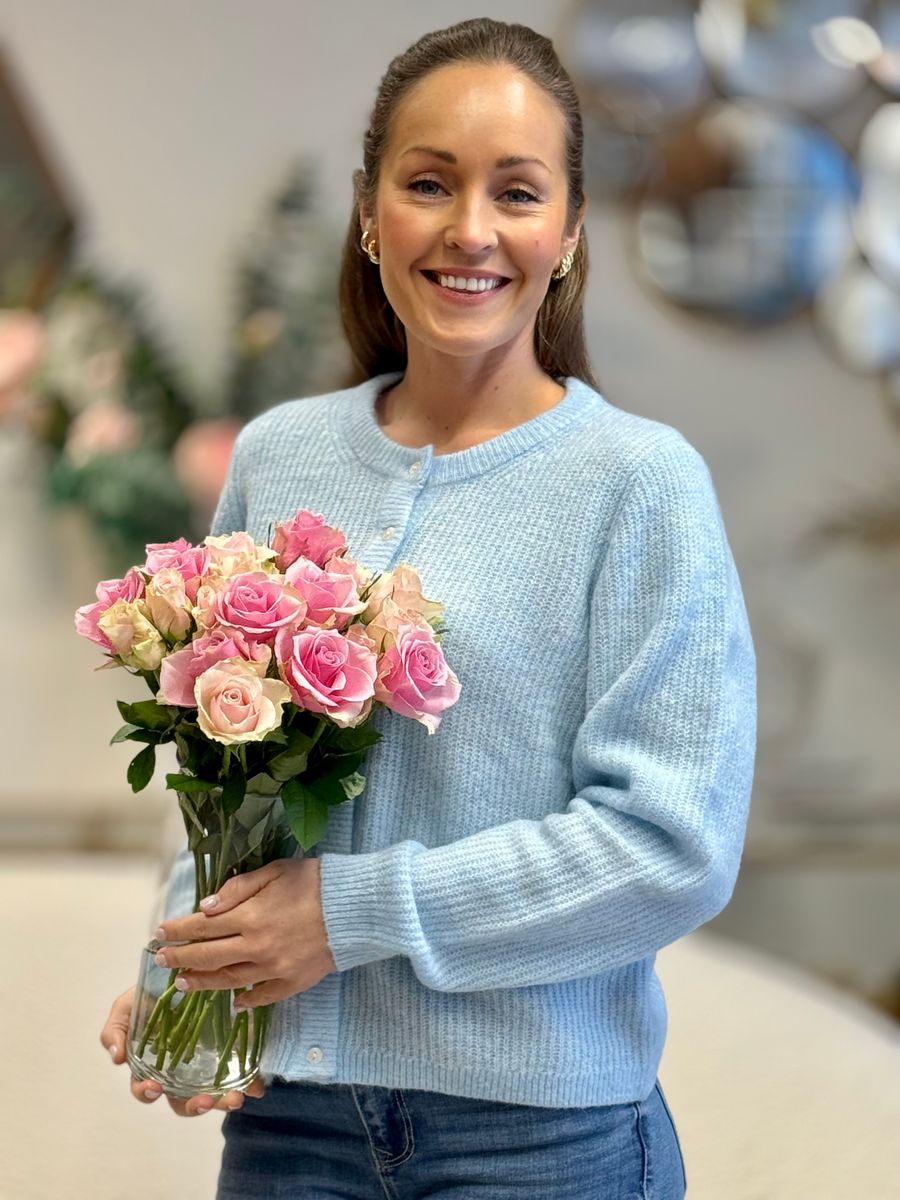 LORY CARDIGAN - LYS BLÅ MELERT