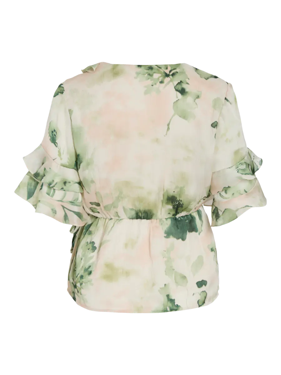 MOLINA BLUSE - CREAM / GRØNN