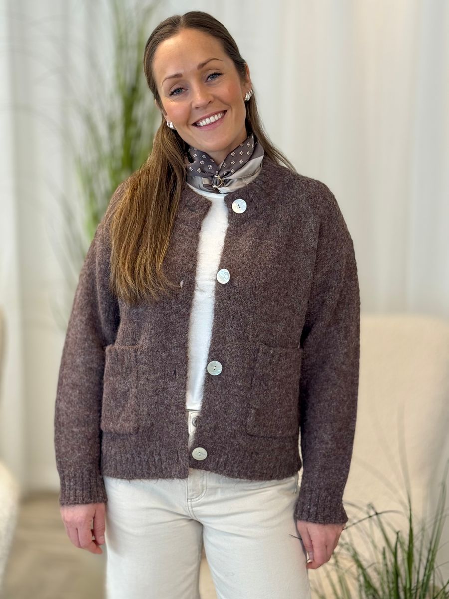 GRSLULU CARDIGAN M/LOMMER - BRUN MELERT