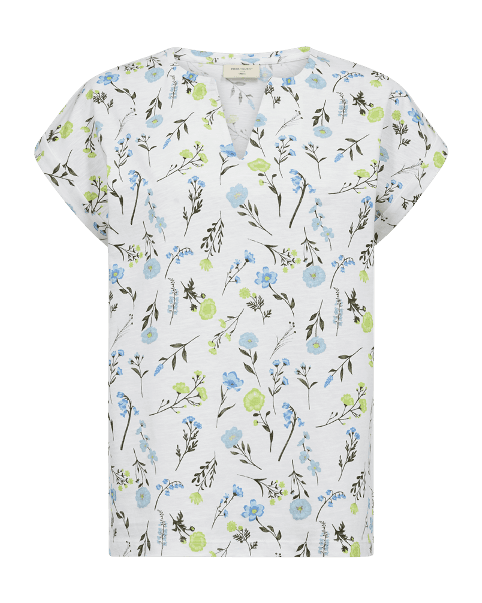 VIVA TOPP FLOWER - OFFWHITE/GRØNN/BLÅ