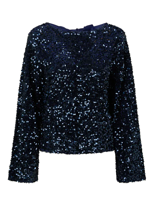 KAMMY PALJETT TOPP M/SLØYFE - NAVY