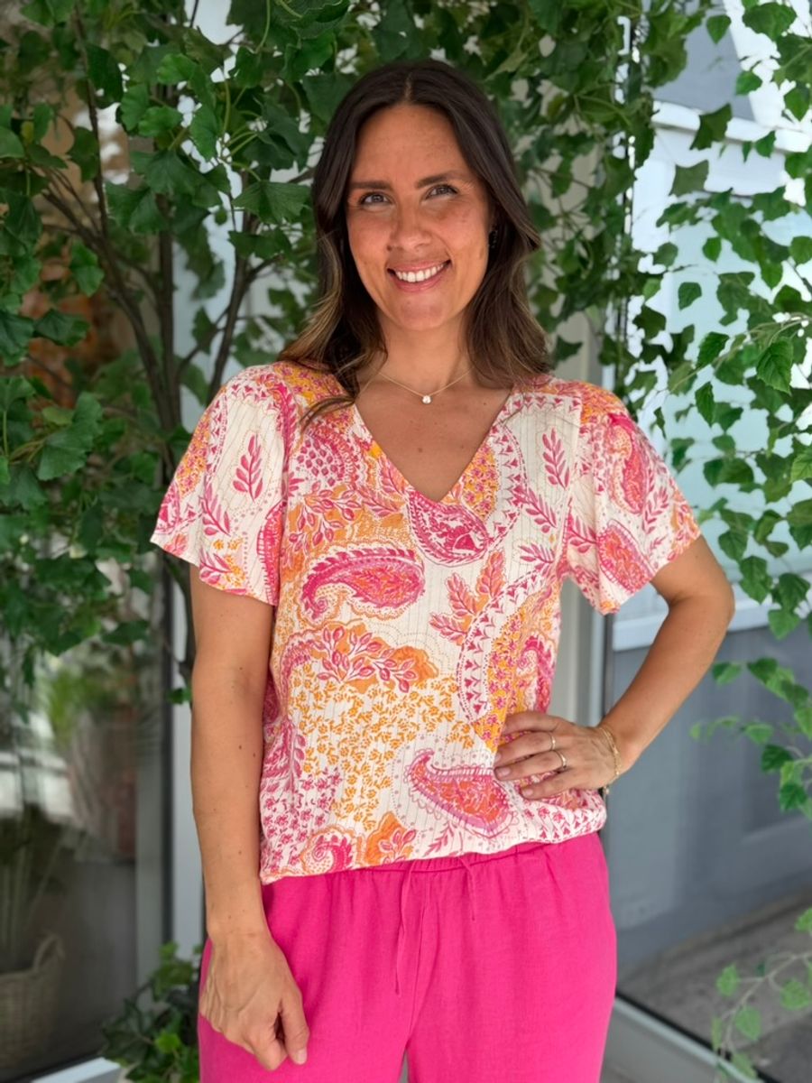 NINA TOPP PAISLEY - ROSA/ORANGE