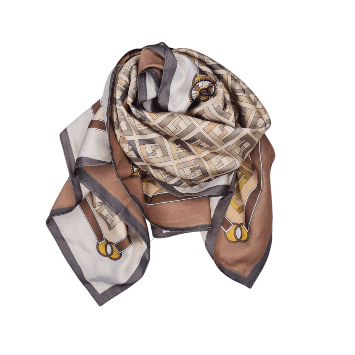 SKJERF SILKEMIX DOBBEL PRINT - SAND/OLIVEN/BRUN