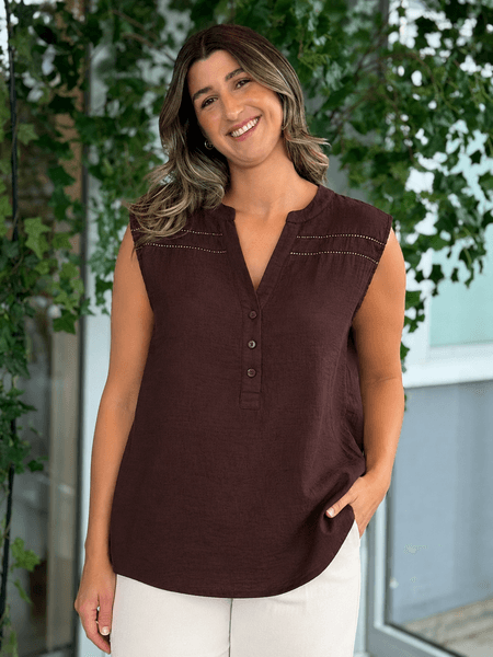 Hovedbilde ANDREA BLUSE M/EMBRO - BRUN