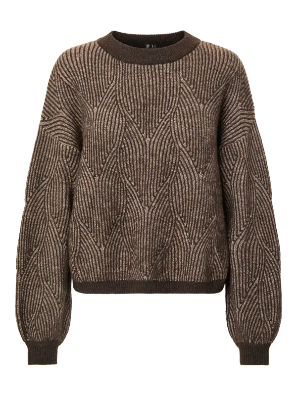 JENNA KNIT GENSER - BRUN/OFFWHITE