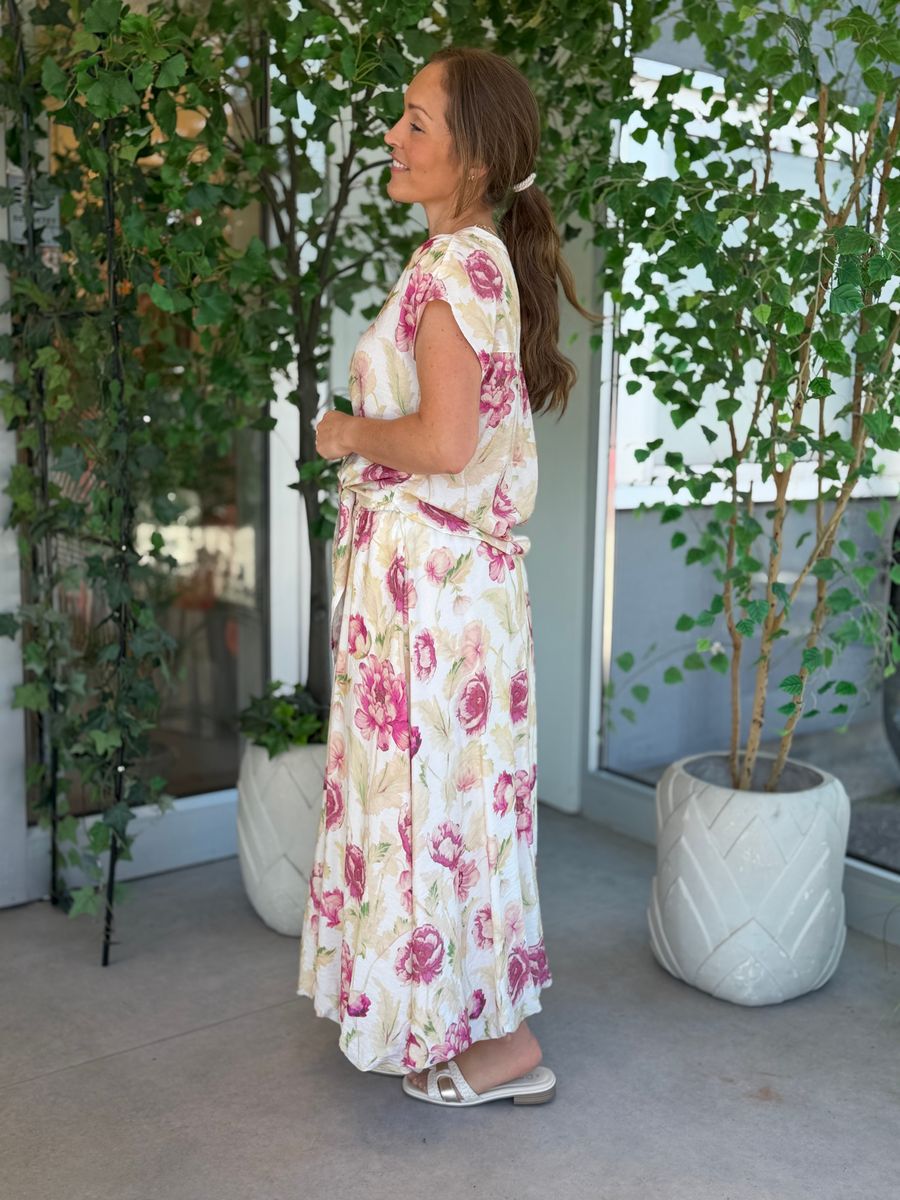 MAISE BLUSE M/KNYTING - ROSA BLOMSTER