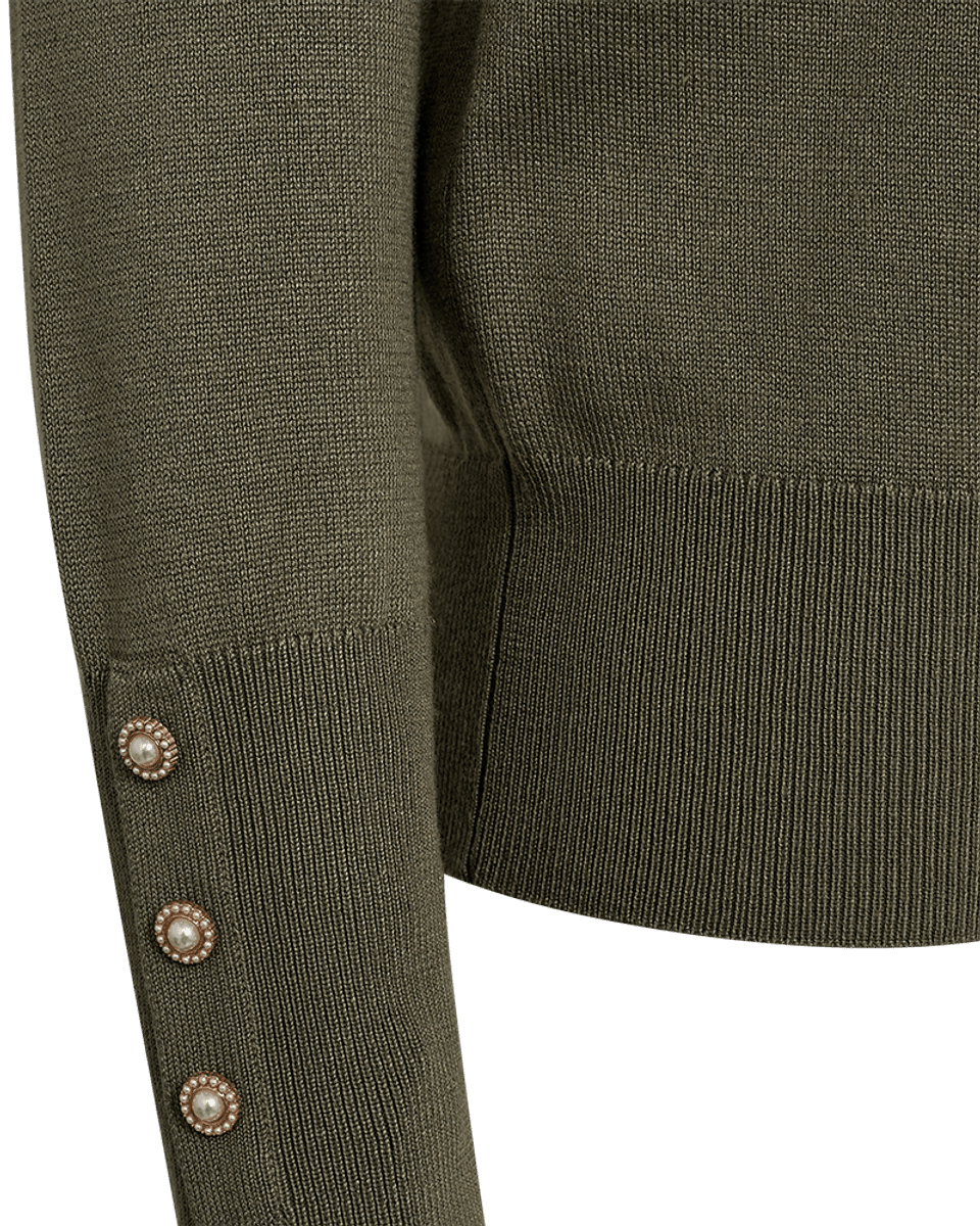 KATIE CARDIGAN M/PERLEKNAPPER -  OLIVEN