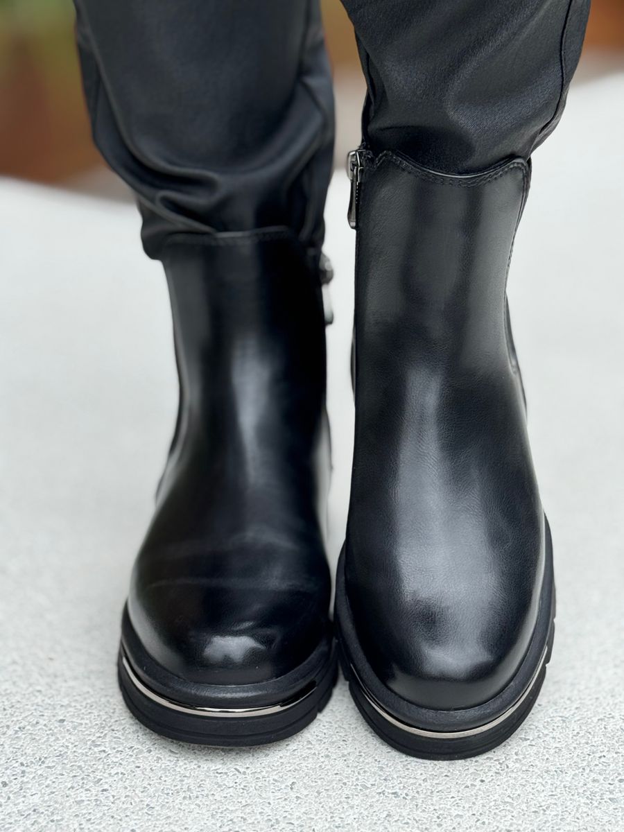 BOOTS M/METALL DETALJ - BLACK