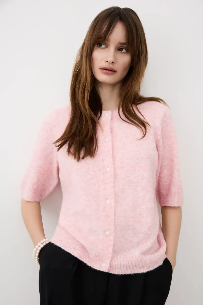 SEBORA CARDIGAN KORT ERM - ROSA MELERT