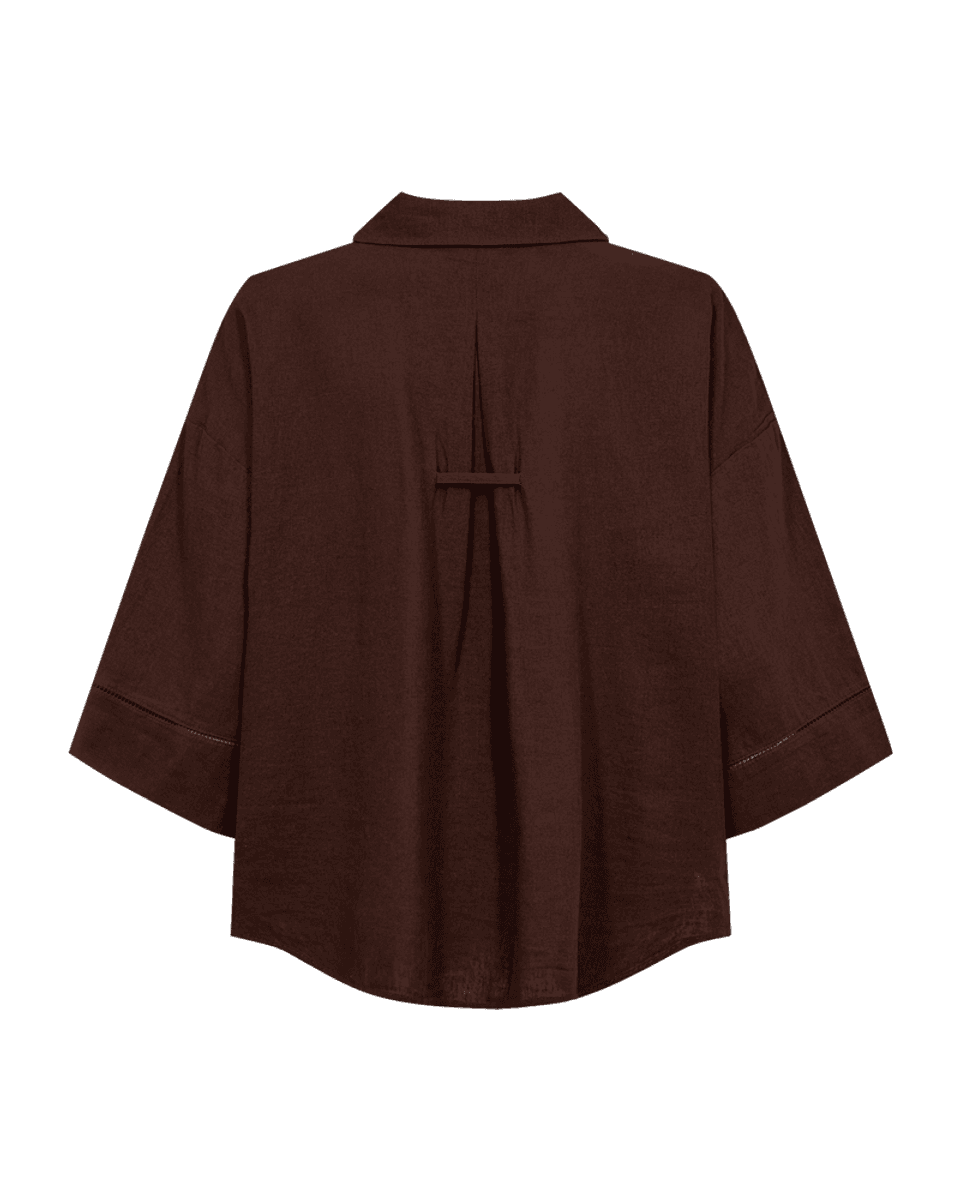 LALUNA LIN/VISCOSE SKJORTE - BRUN