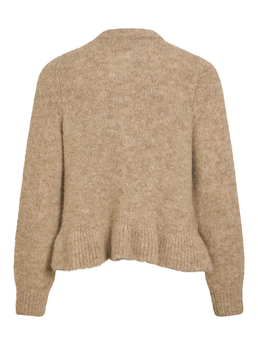 BOWS KNIT CARDIGAN M/VOLANG - CAMEL MELERT