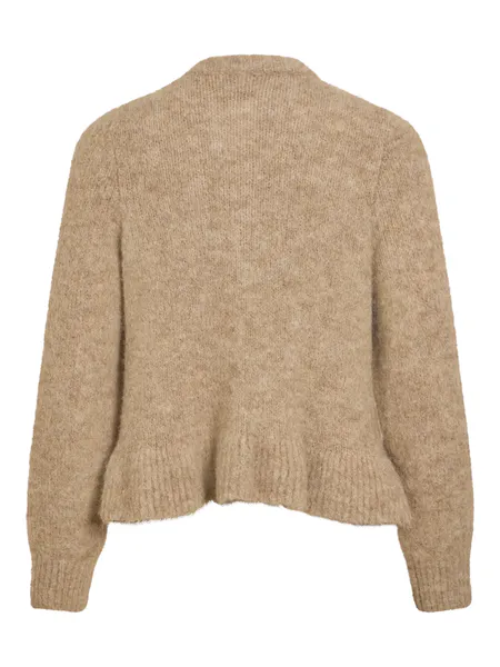 Hovedbilde BOWS KNIT CARDIGAN M/VOLANG - CAMEL MELERT