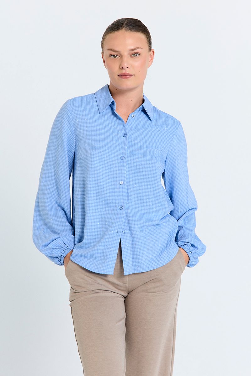 SHINE SKJORTE M/BLING - LYS BLÅ