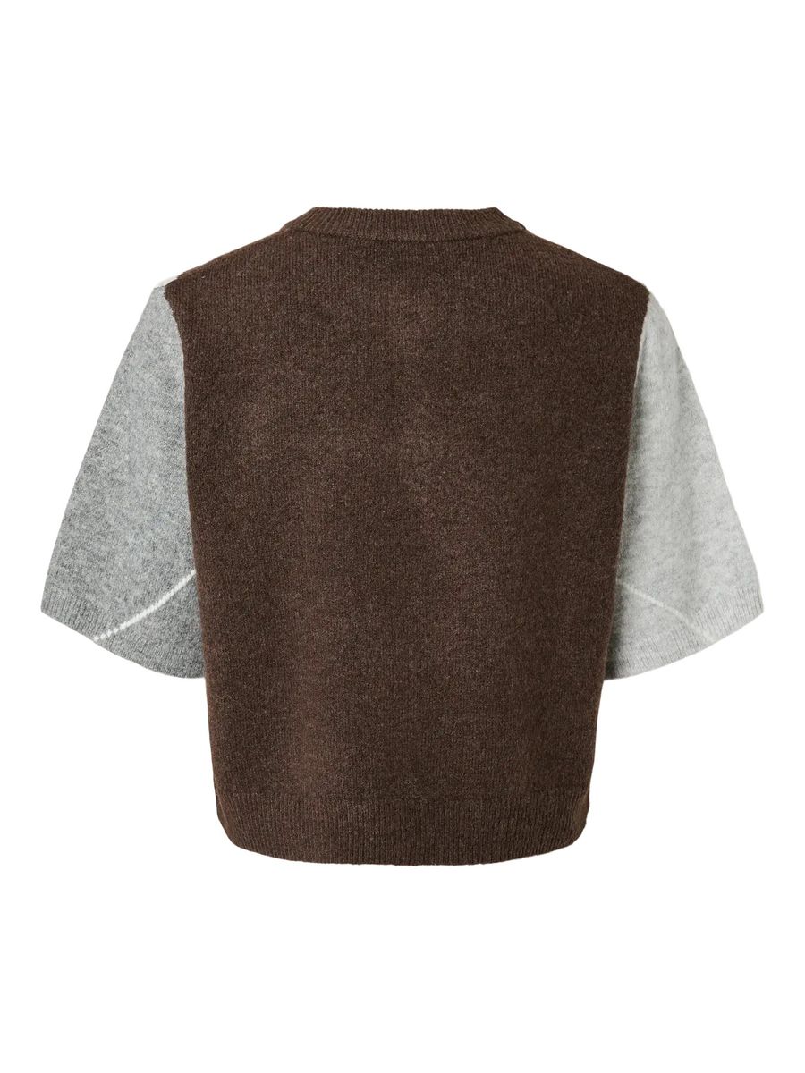 SALLY KNIT CARDIGAN 2/4 - BRUN CHECK
