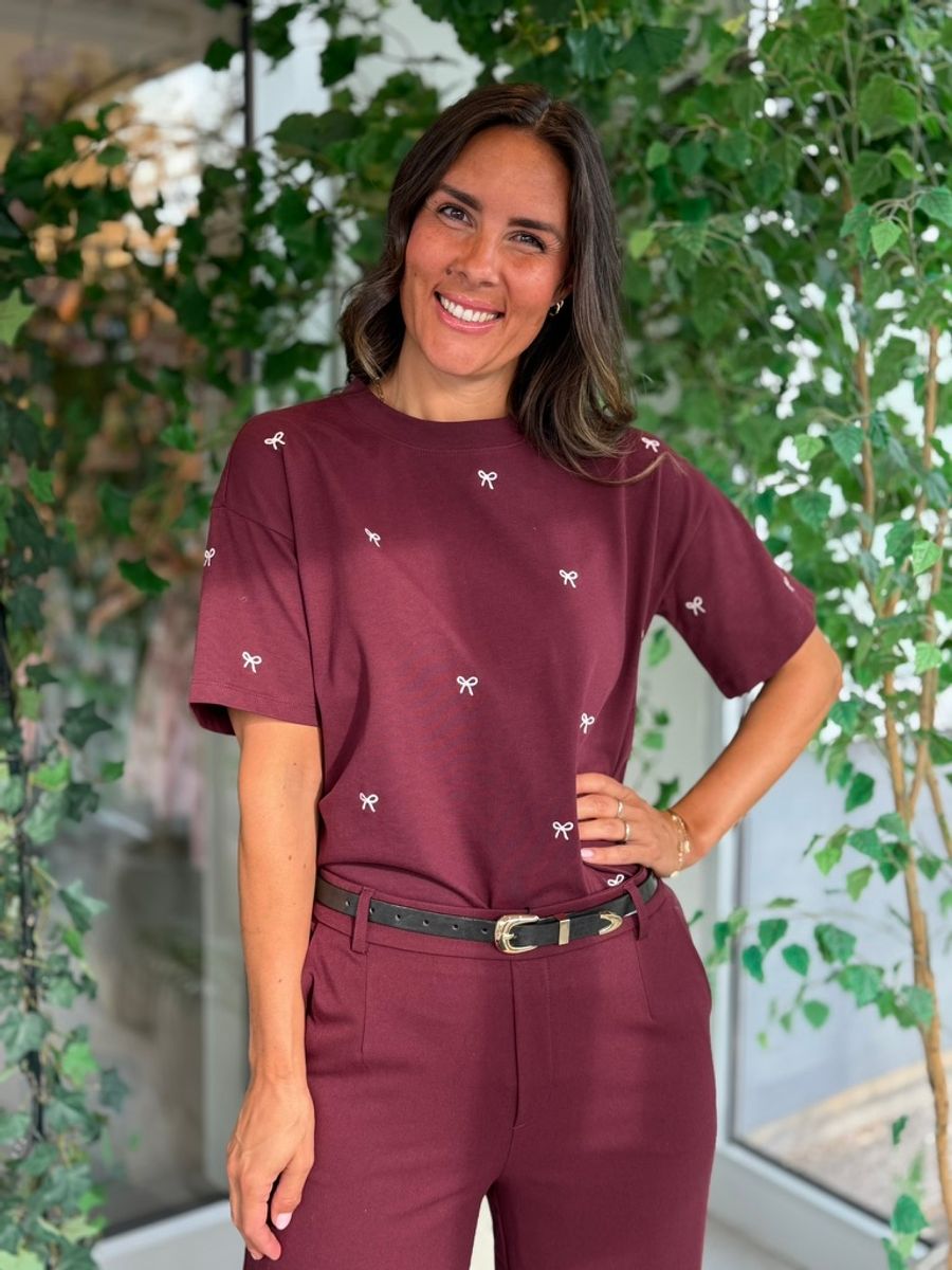 MONIE T-SHIRT M/BOW - PLOMME